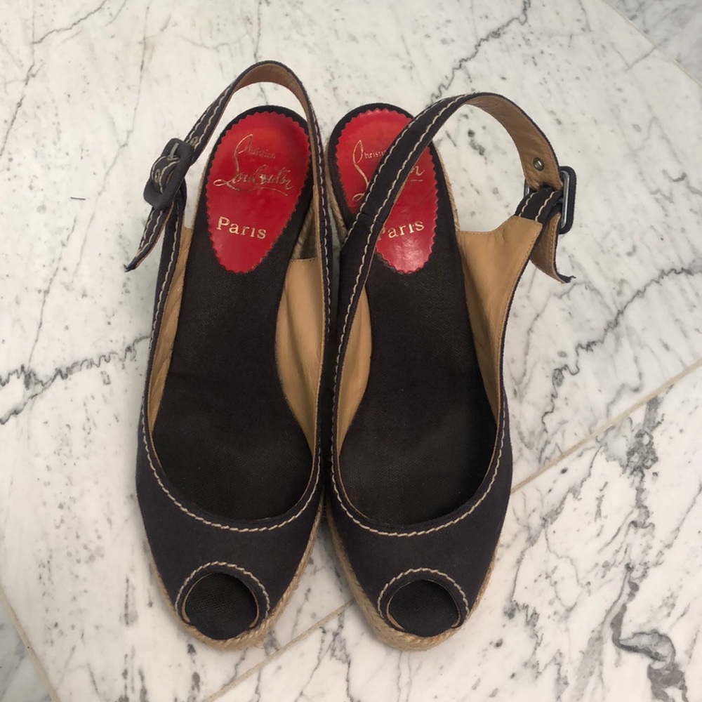 Christian Louboutin navy wedge